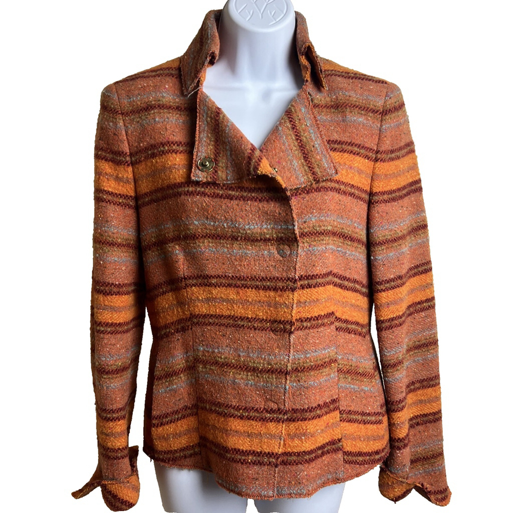 Akris Punto Rust Orange Stripe Jacket Size 8